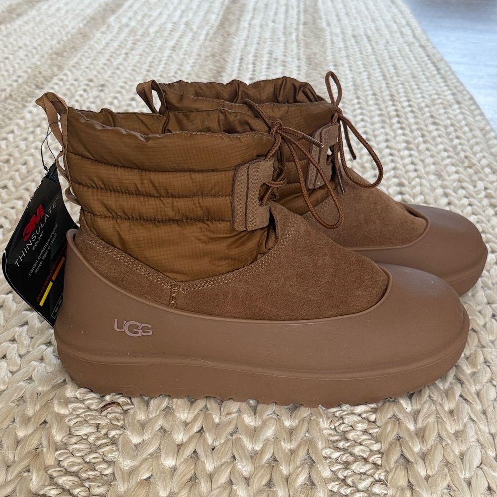 UGG Classic Mini Lace-Up Weather Boots Chestnut Women’s Size 10